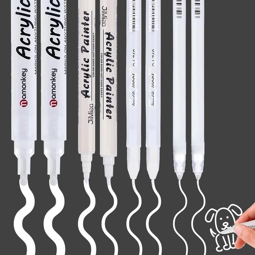 8pcs white gel - white, pens
